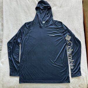 Columbia PFG Large Long Sleeve Blue Hooded Performance Shirt